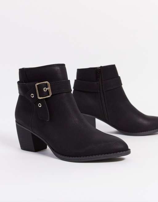 Call It Spring carnellia heeled ankle boot with buckle in black | ASOS