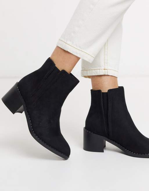 Call It Spring crareweth heeled ankle boots with studded rand in black ...