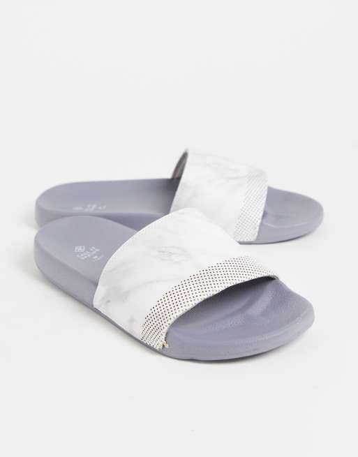 Call It Spring jeeree marble sliders in white - WHITE