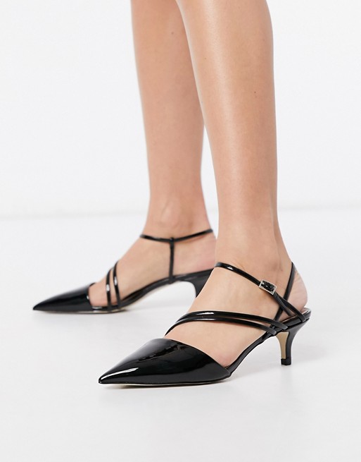 Call It Spring monae kitten heel strappy pointed court shoes in black