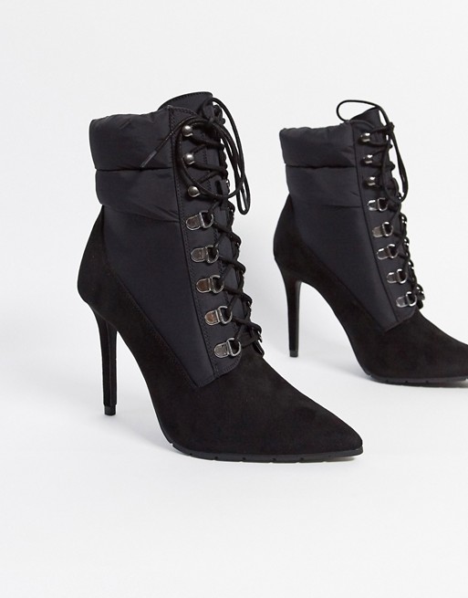 Call It Spring onorecia stiletto boots with quilted collar in black