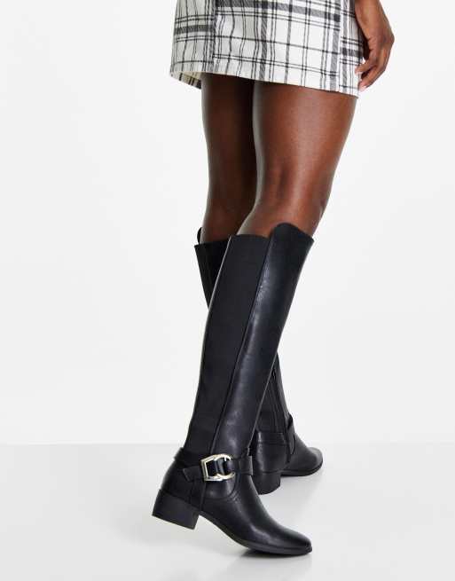 Call it Spring - Over-de-knie laazen met gesp in zwart