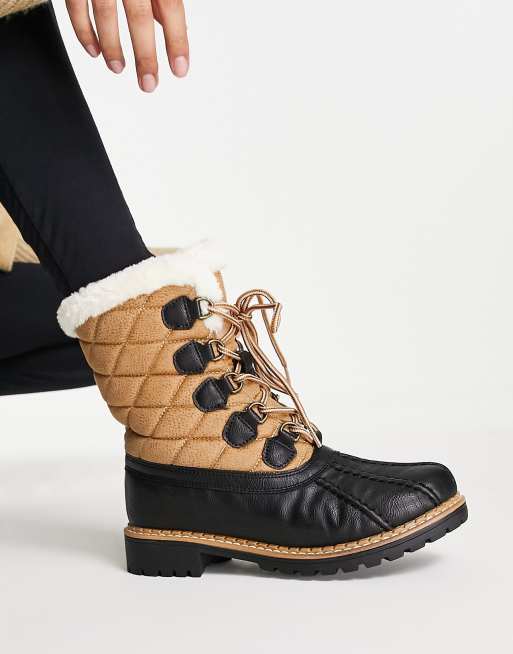 Call It Spring quilted hiker boots in beige