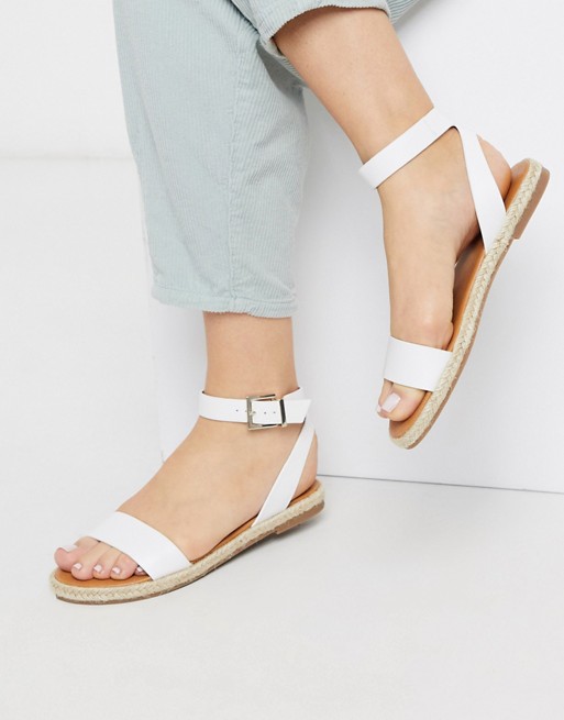 Call It Spring redlip espadrille flat sandals in white | ASOS