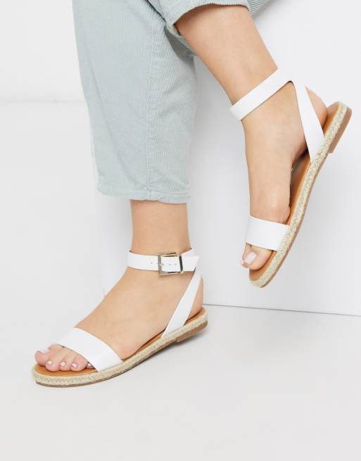 White espadrille flat store sandals