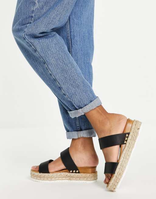 Call It Spring Savannah espadrille mule sandals in black ASOS