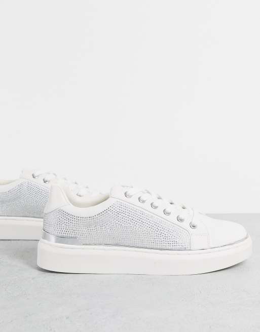 Sneakers bianche store con strass