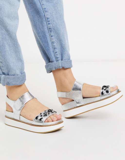 Call It Spring umoinna chunky flatform sandals in silver ASOS