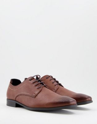 Call It Spring vegan trey embossed lace up shoes in brown