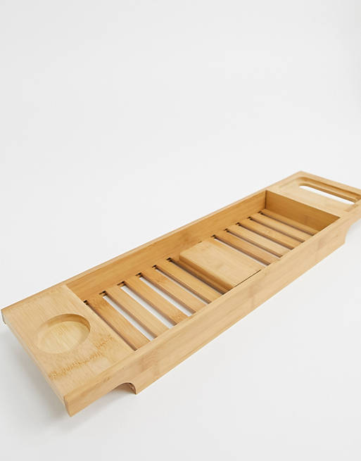 Calm Club bamboo bath board with incense tray and cones