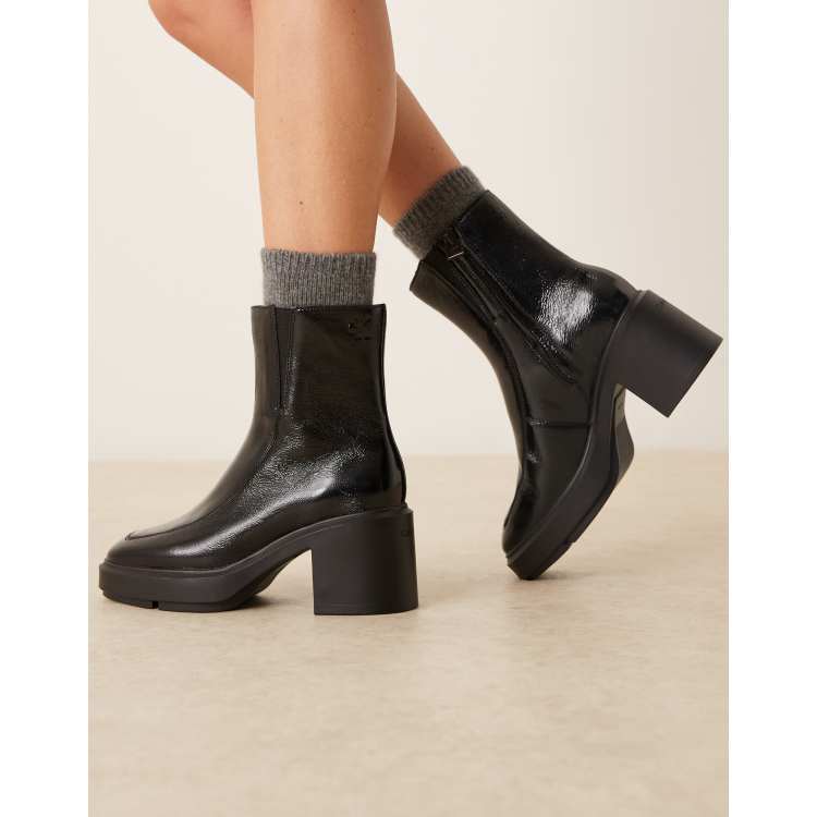 Calvin Klein 100% leather block heel ankle boots in black | ASOS display picture 2