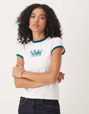 Calvin Klein Jeans Est.1978 Calvin Klein 1968 Graphic Ringer T-shirt In White