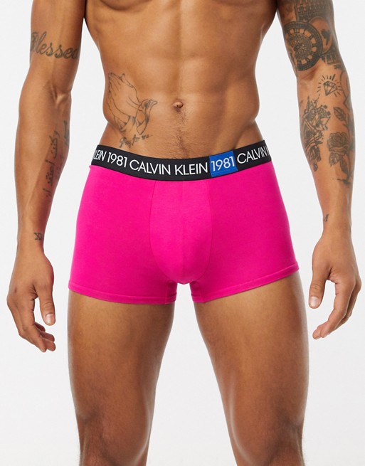 Calvin Klein 1981 Bold Cotton logo waistband trunks in pink