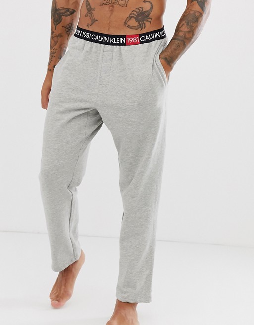 Calvin Klein 1981 Bold logo waistband joggers in grey
