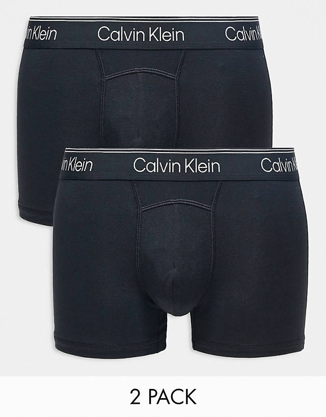 Calvin Klein - 2 pack athletic cotton trunks in black