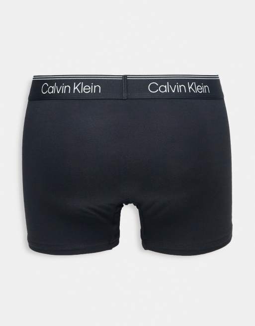 Calvin Klein 2 pack athletic cotton trunks in black , 2 of 4