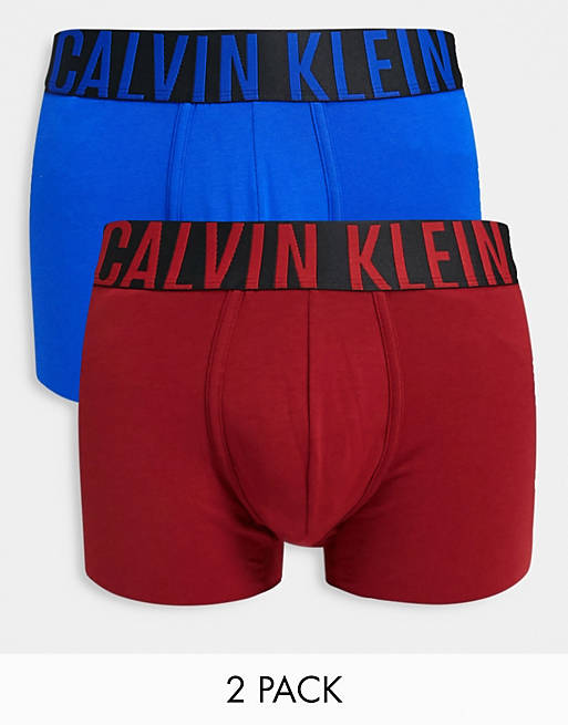 Calvin Klein 2 pack boxer briefs in burgundy/blue