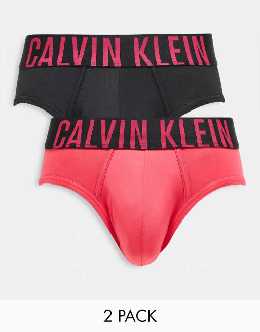 Calvin Klein 2-pack contrast hip briefs in black and pink