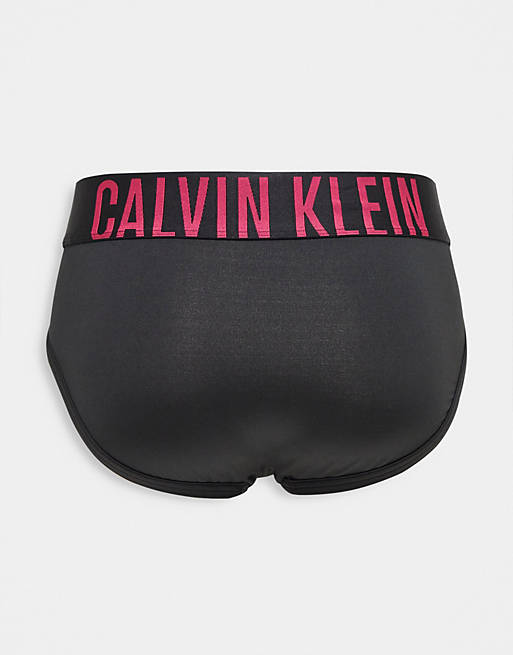 Calvin Klein 2 pack contrast hip briefs in black and pink