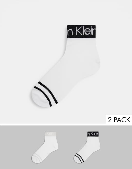 Calvin Klein 2 pack coolmax short socks in white