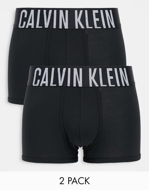 Calvin Klein 2 pack cotton stretch trunks in black