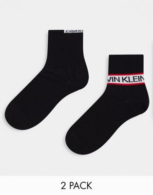 Calvin Klein 2 pack crew socks in black and red