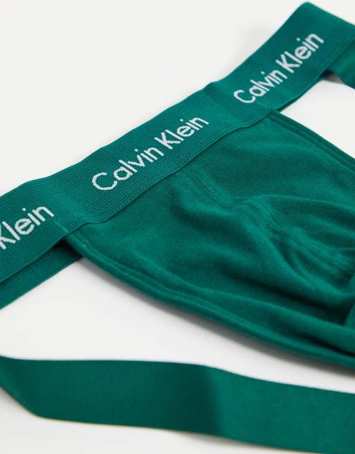 Calvin Klein 2 pack jock straps in black and green