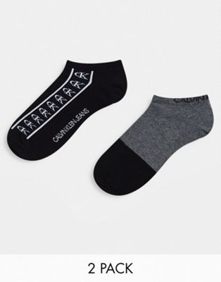 Calvin Klein 2 pack liner socks in black and grey