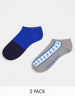 Calvin Klein 2 pack liner socks in blue and grey
