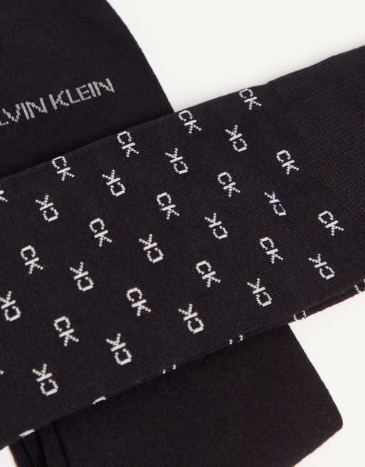 Calvin Klein 2 pack logo crew socks in black , 3 of 4