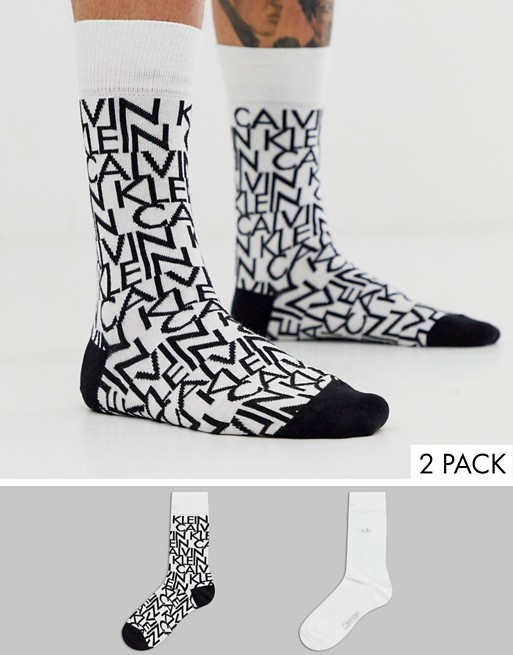 Calvin Klein 2 pack logo print crew socks