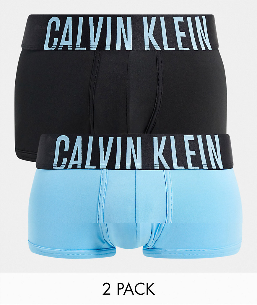 Calvin Klein 2 pack low rise trunks in black/blue-Multi