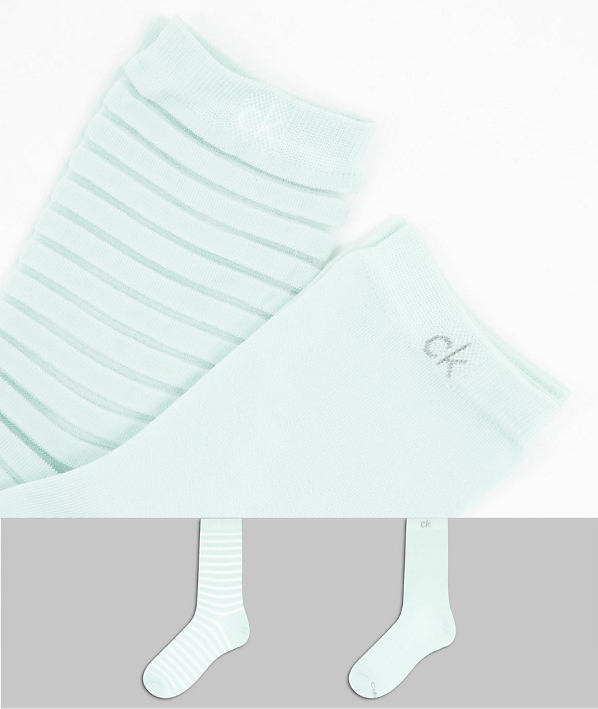 Calvin Klein 2 pack sheer stripe short socks in pink