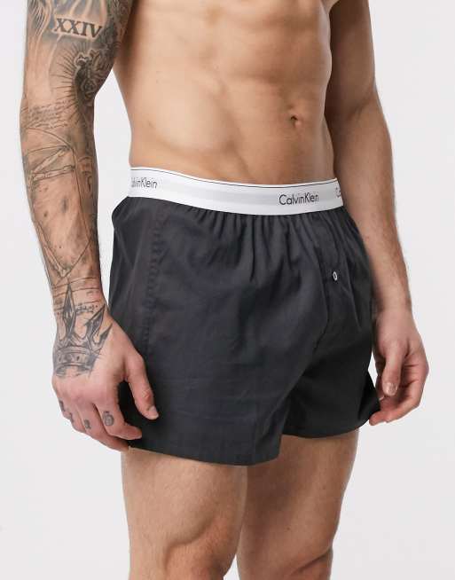 Calvin klein slim hot sale fit woven boxers