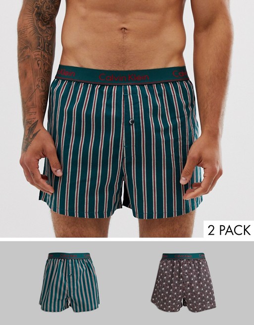 Calvin Klein 2 pack slim fit woven boxers