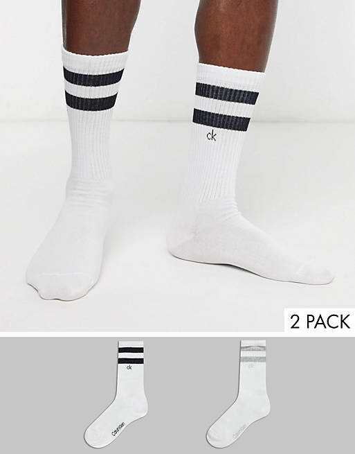 Womens Clothing Hosiery Socks Calvin Klein Cotton 2 Pack Crew Socks in White 