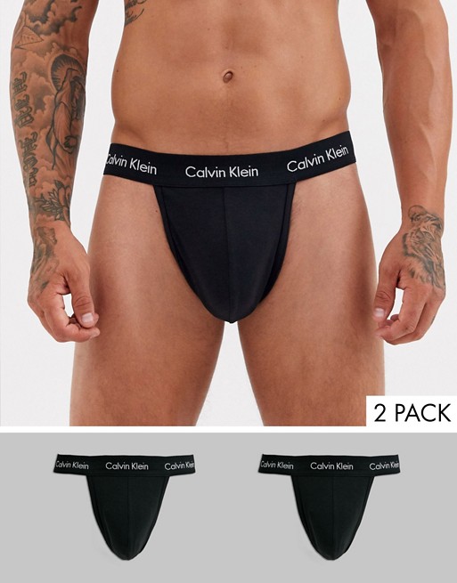 Calvin Klein 2 pack thongs in black