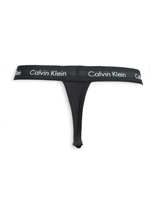 Calvin Klein 2 pack thongs with logo waistband in black