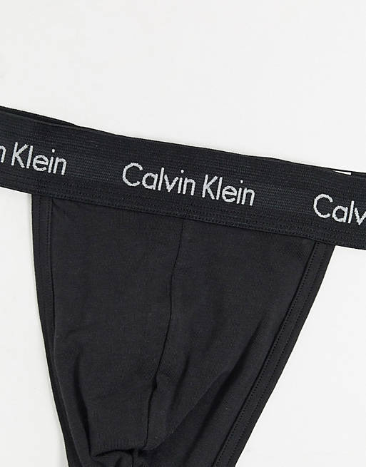 logo pack Calvin 2 waistband thongs ASOS Klein in | with black