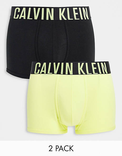 Calvin Klein 2 pack trunks in black and yellow