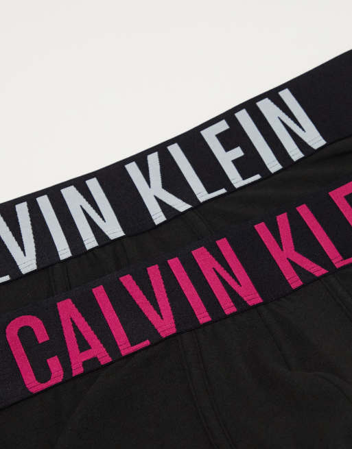 Calvin Klein 2-pack trunks in black with pink and white logo waistband, 4 of 4