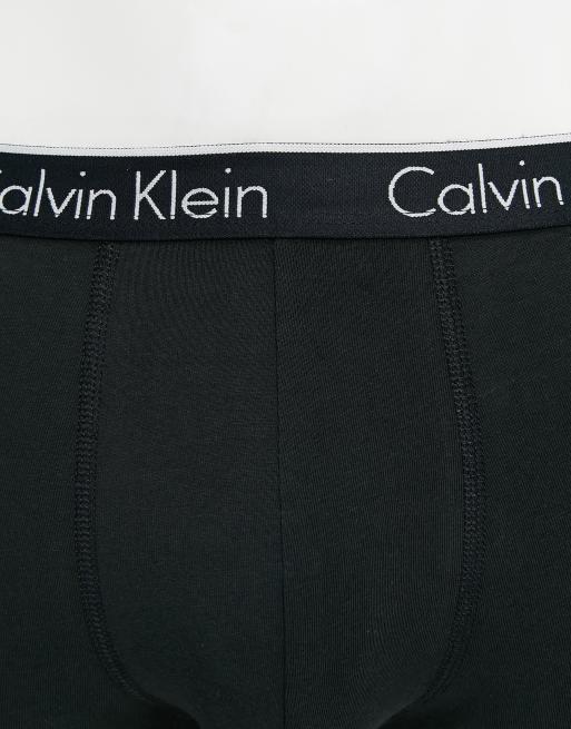 Calvin Klein 2-pack trunks with logo waistband in black and white