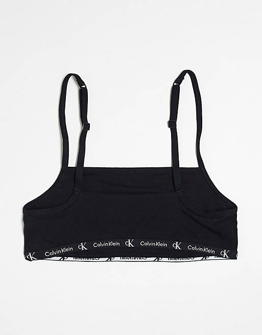 Calvin Klein 2 pack unlined bralette in black/tiger print