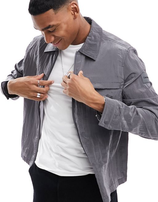 Calvin Klein - 2.0 - Overhemd-jack van kreukelstof in antraciet
