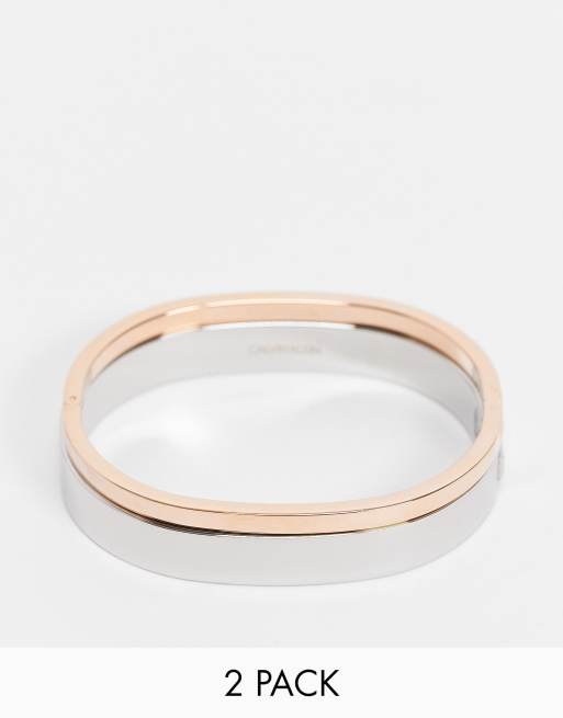 Calvin Klein – 2er-Pack Armbänder in Silber und Roségold
