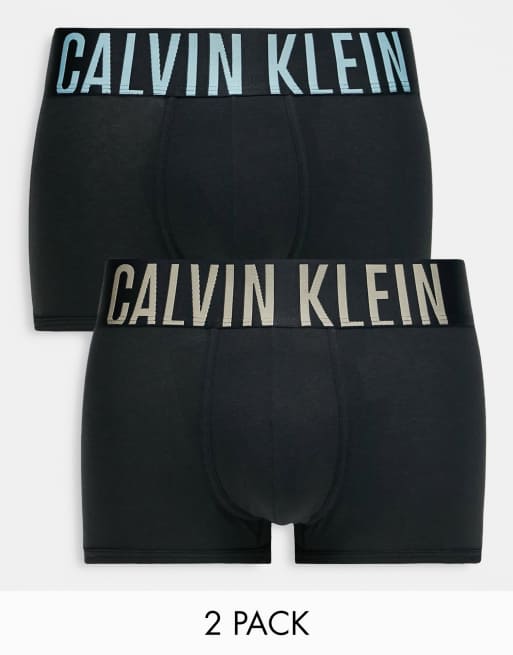 Calvin Klein – 2er-Pack Unterhosen in Schwarz mit farbigem Logo