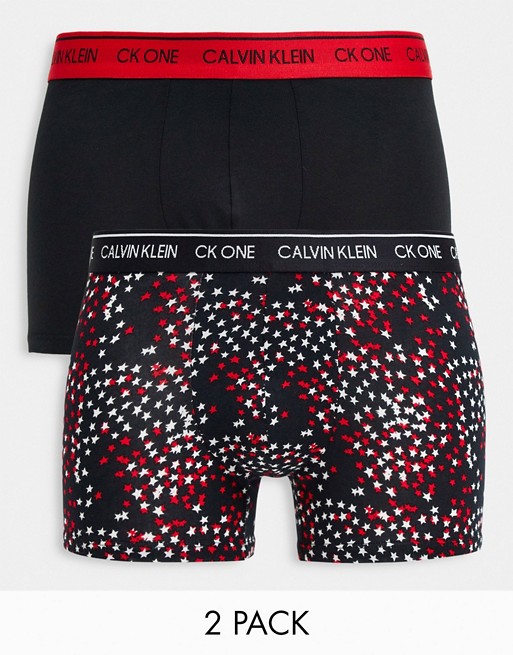 Calvin Klein 2pk constellation print trunks in black