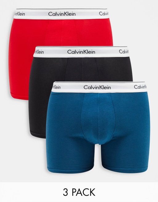 Calvin Klein 3-pack boxer briefs with coloured waistband in black