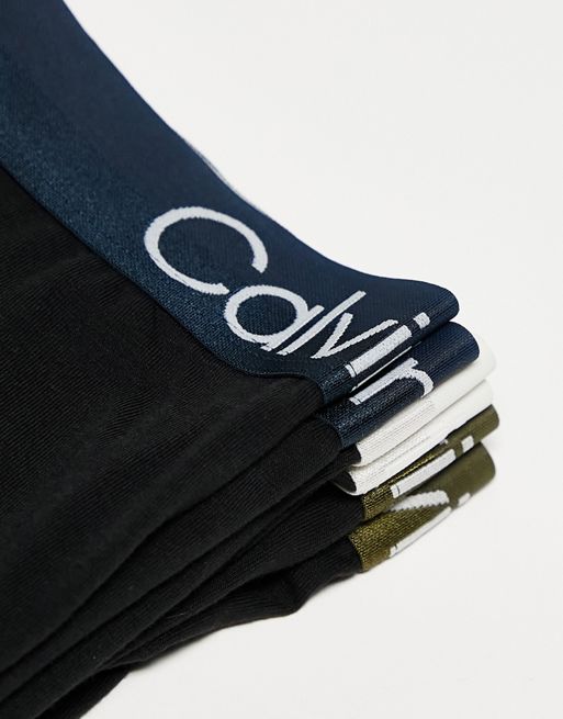 Calvin Klein 3-pack boxer briefs with coloured waistband in black