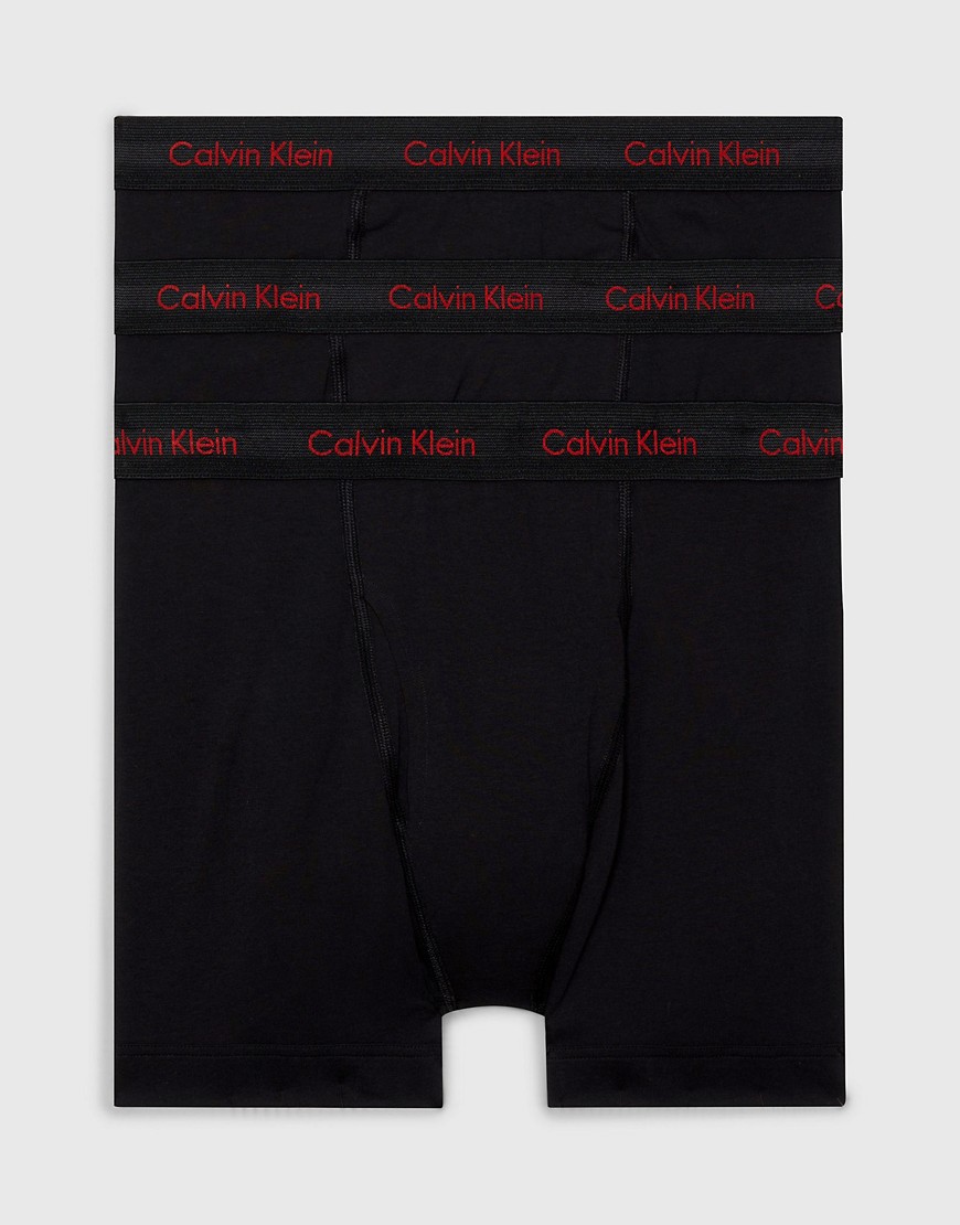 Calvin Klein 3 Pack Boxer Briefs - Cotton Stretch Wicking in black